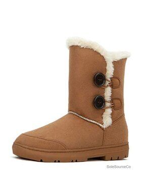 Womens Fur Lined Winter Snow Boots Faux Fur Mid Calf